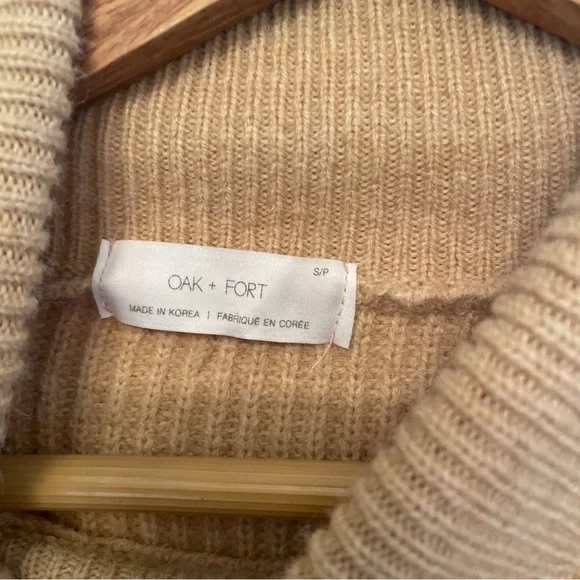 Oak + Fort knit sweater size small oatmeal tan euc - Picture 3 of 8